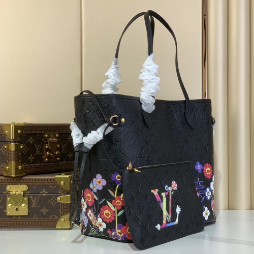 頂級原單[NEVERFULL 中號手袋]M45686 13675黑色/太陽花(村上隆)